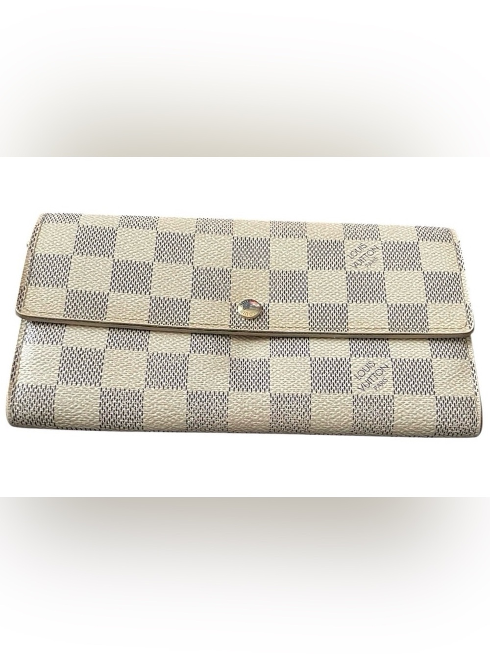 Louis Vuitton White and Gray Damier Azur Wallet (EUC)-(#0185)